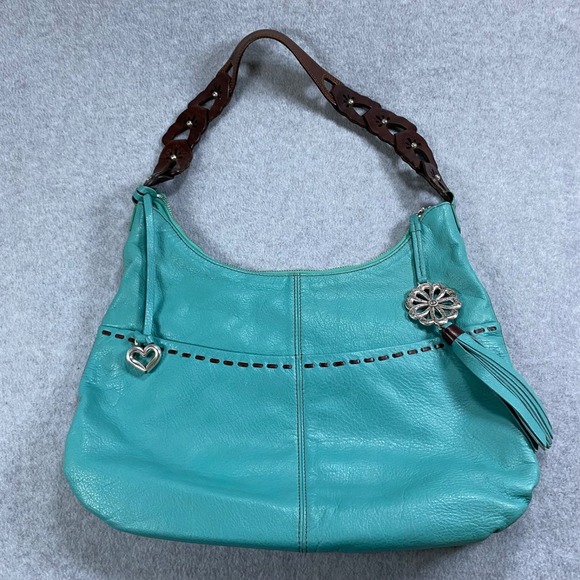 Brighton Handbags - Brighton Kodiak Shoulder Bag Women Turquoise‎ Leather Tassel Floral Charm